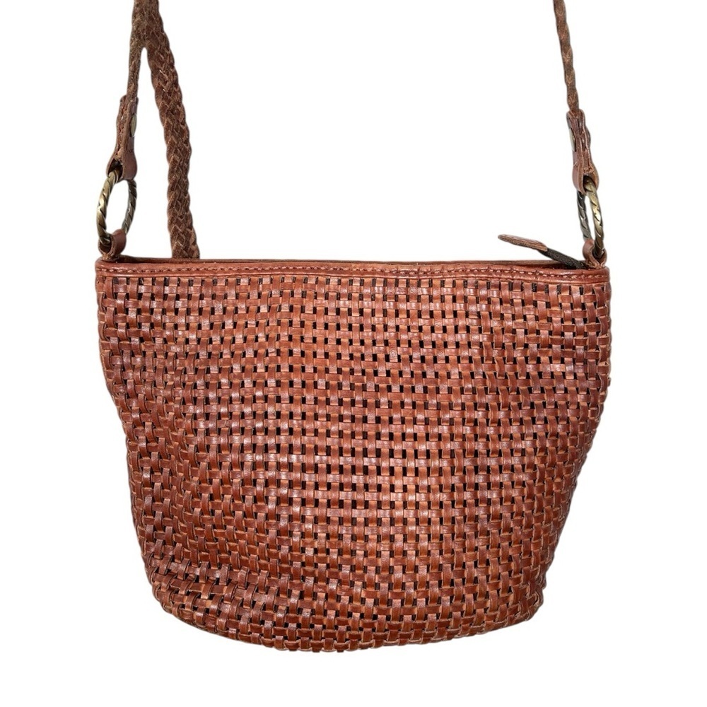 Patricia Nash Banyoles Crossbody Woven Leather Bag Brown - Picture 3 of 11